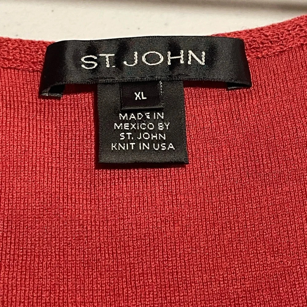 ST JOHN XL Mint Julep Cinnabar Black Caviar Colorblock Sleeveless Wool Knit Tank - Picture 10 of 15